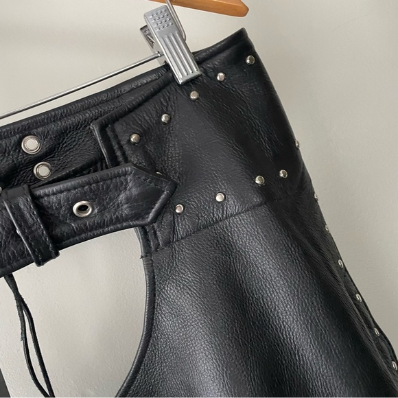 Boutique Of Leathers Studded Biker Motorcycle Riding Chaps Womens Size Medium - Picture 9 of 14